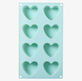 Silikonform Hjärta Mint från Rice i mintgrön silikon