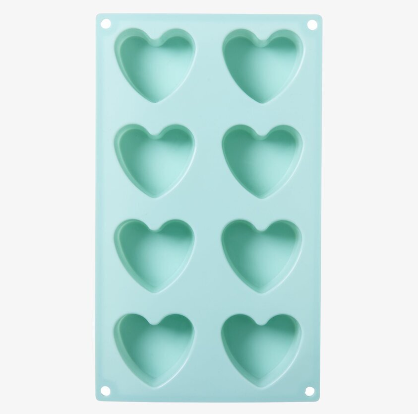 Silikonform Hjärta Mint från Rice i mintgrön silikon