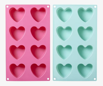 Silikonform Hjärta Mint från Rice med sex hjärtformade hål