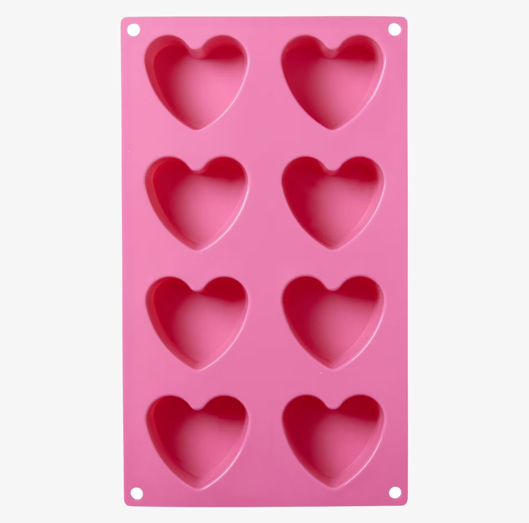 Silikonform Hjärta Rosa från Rice med åtta hjärtformade fack