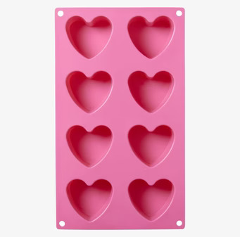 Silikonform Hjärta Rosa från Rice med åtta hjärtformade fack