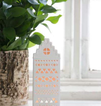 Keramikhus Aztec Vit från Majas Cottage med aztekiska mönster