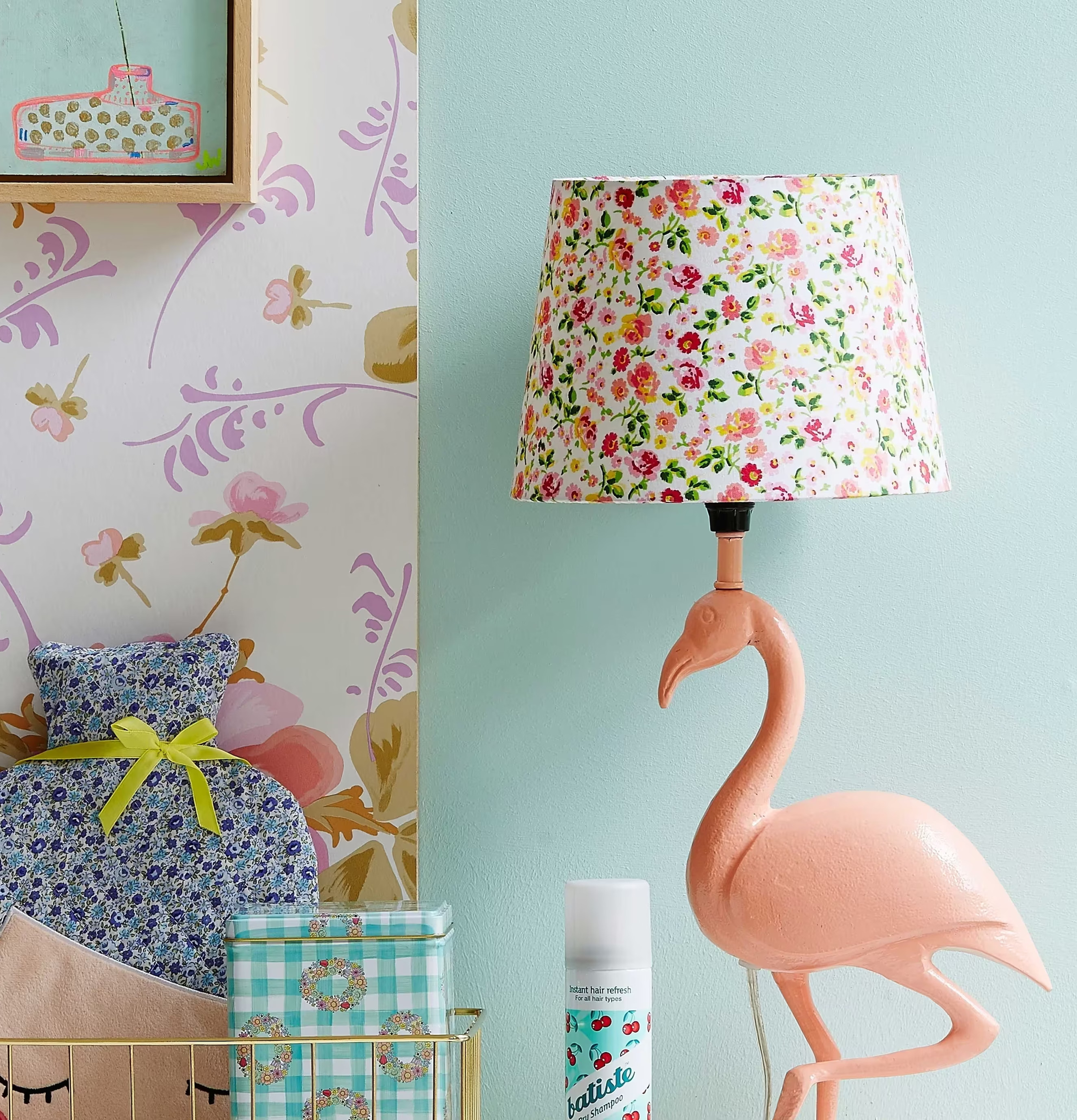 Lampskärm Medium In Small Floral Print från Rice med flamingofot