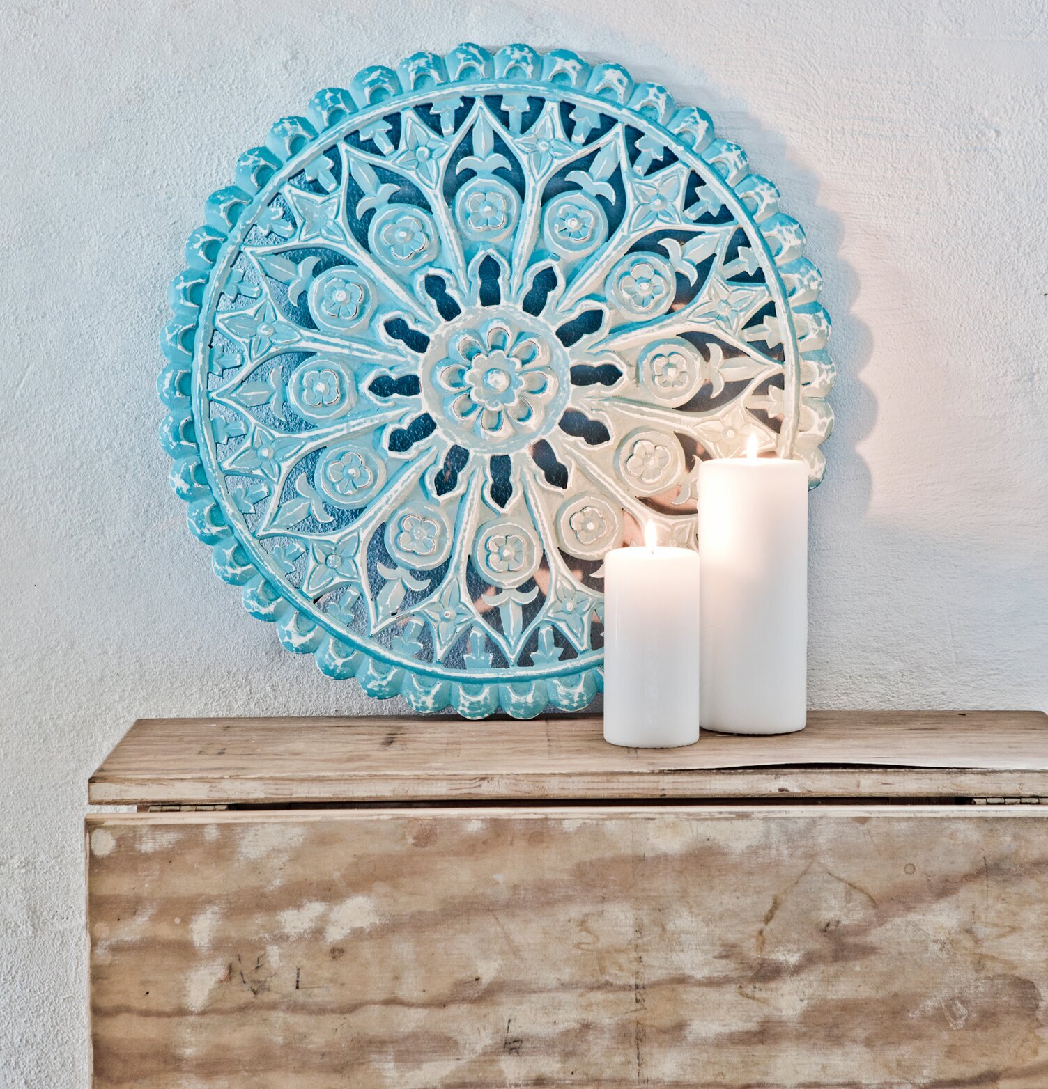 Tempeltavla Cathedral Turkos från Majas Cottage mot vit vägg