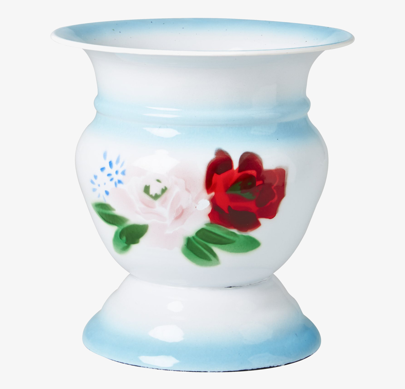 Emaljvas Med Blomtryck från Rice med detaljerade blommor