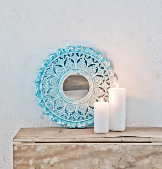 Spegel Carves Turkos från Majas Cottage med turkos snideriram
