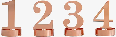 Ljusdeco Siffror från Pluto Produkter i kopparfärgad metall