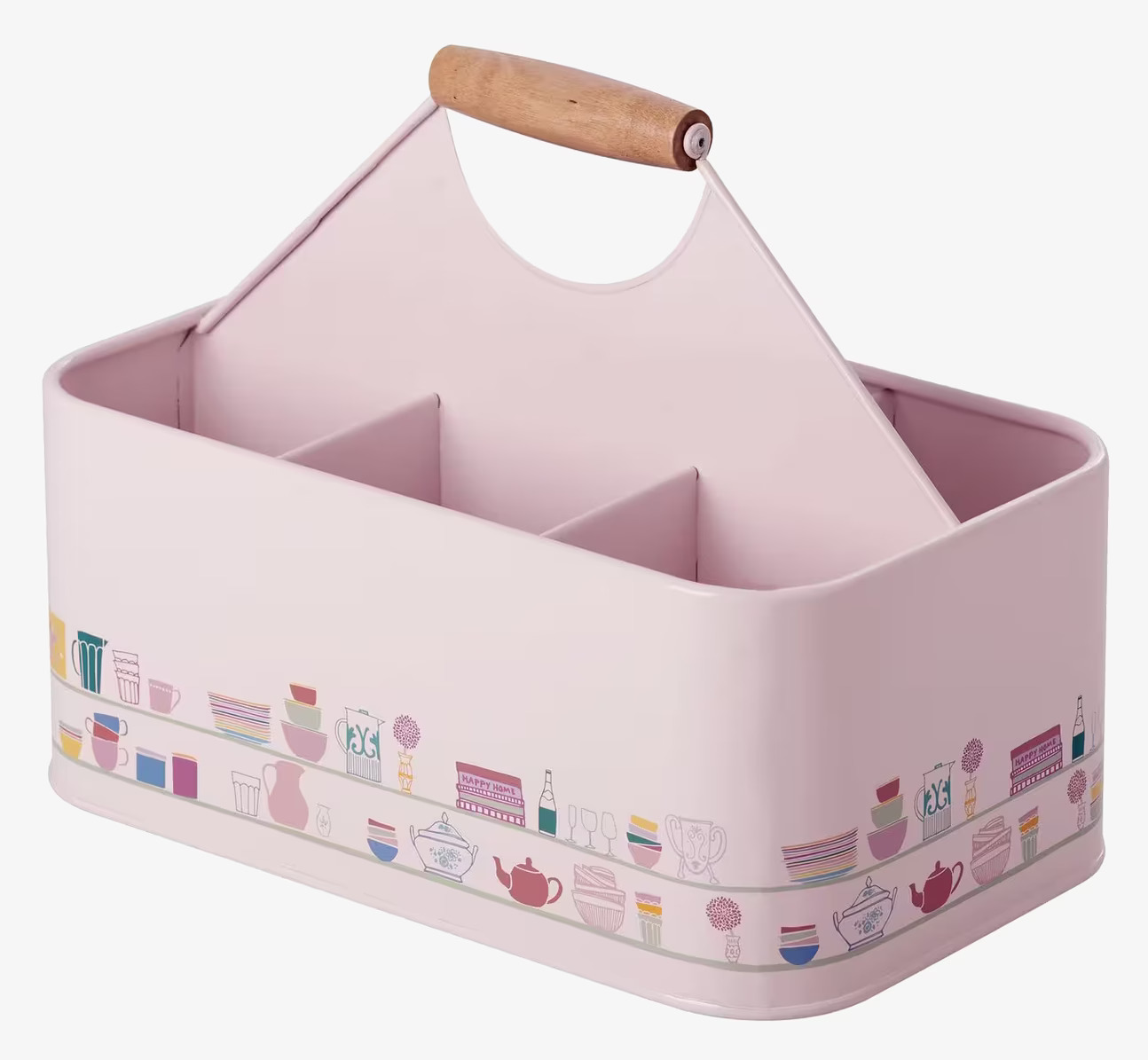 Flaskhållare Cupboard från Rice, ljusrosa med trähandtag