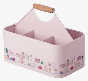 Flaskhållare Cupboard från Rice, ljusrosa med trähandtag