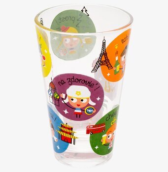 Glas Happy Hour från Derriére la porte med färgglada motiv