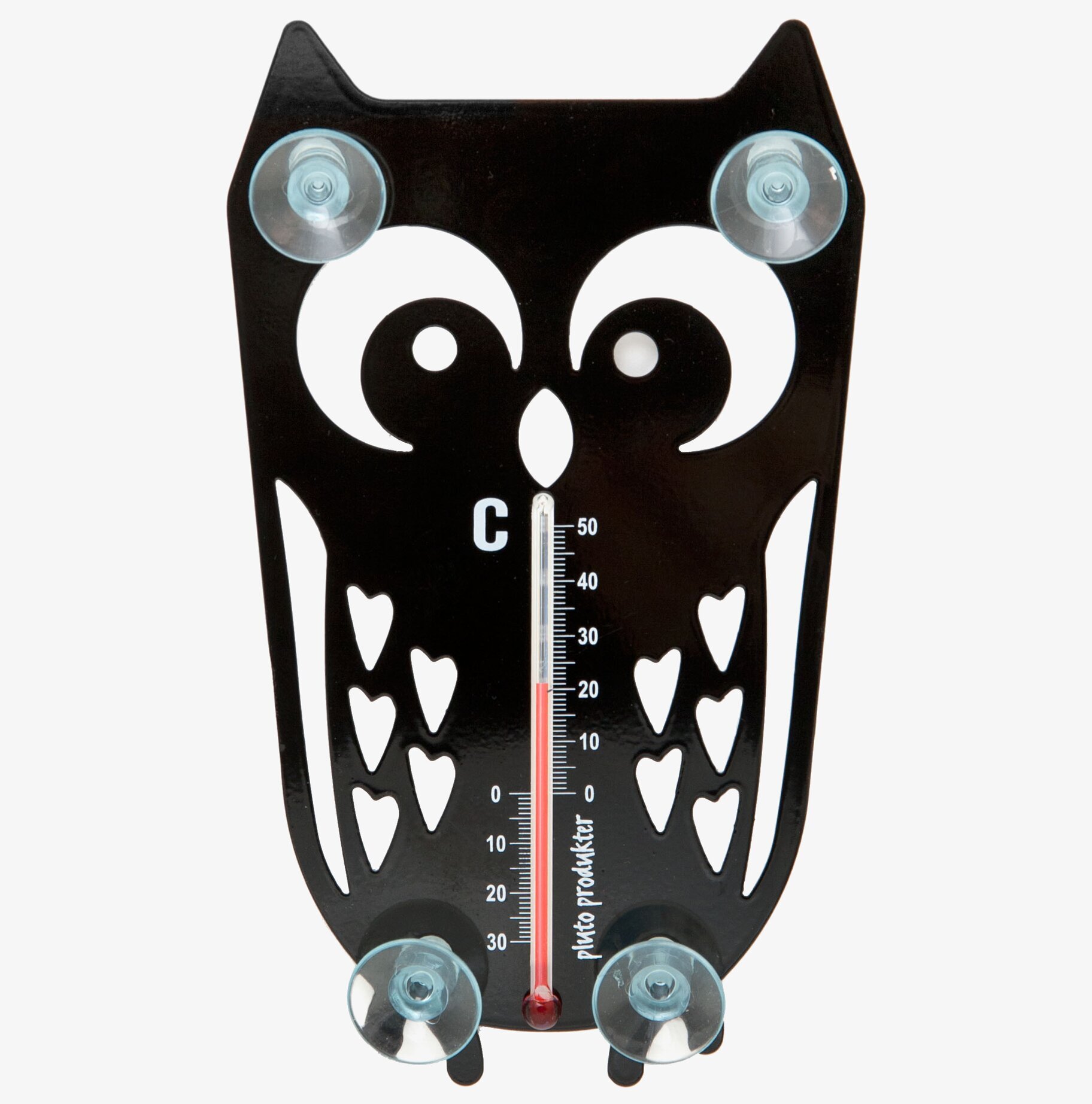 Termometer Uggla från Pluto Produkter, metallväggtermometer