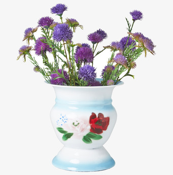 Emaljvas Med Blomtryck från Rice med livfulla blommor