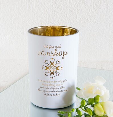 Ljuslykta Vänskap från Majas Cottage med gyllene insida