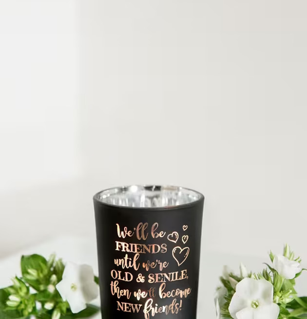 Ljuslykta Friends Svart/Silver från Majas Cottage med blommor