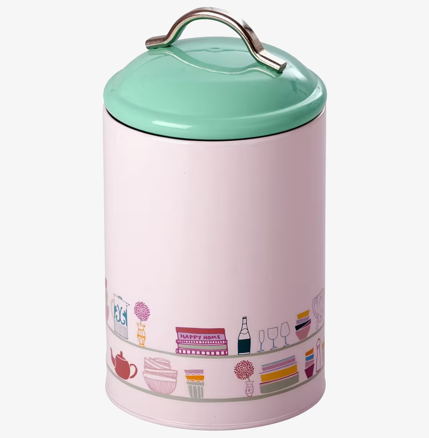 Köksburk S Cupboard från Rice med rosa kropp och mintgrönt lock