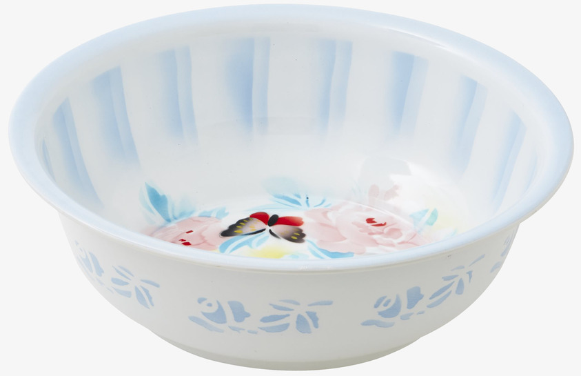 Emaljskål Blommor Large från Rice med blommönster och fjäril