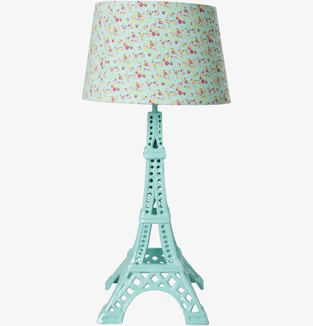Lampfot Eiffel Tower Mint från Rice med blommig lampskärm