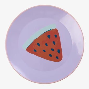 Tallrik Emalj Watermelon Print från Rice med färgglad design