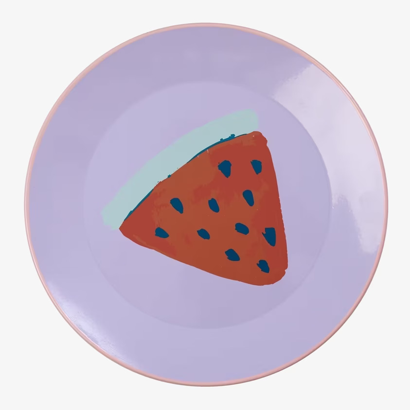Tallrik Emalj Watermelon Print från Rice med färgglad design
