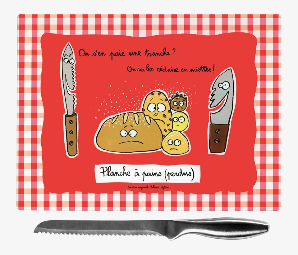 Skärbräda Röd med kniv från Derriére la porte i köket