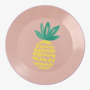 Tallrik Emalj Pineapple Print från Rice med ananasmotiv