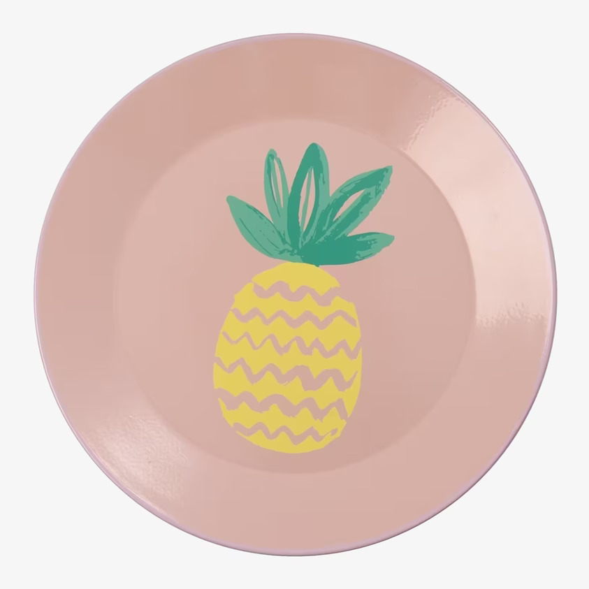 Tallrik Emalj Pineapple Print från Rice med ananasmotiv