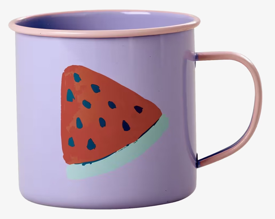 Mugg Emalj Watermelon Print från Rice med lekfull design