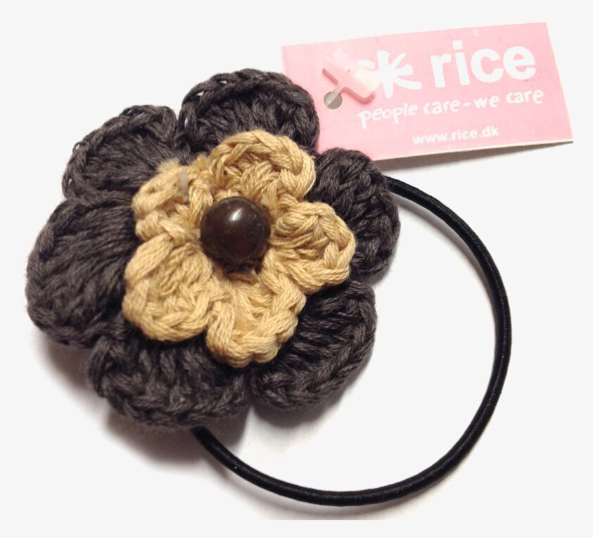 Hårsnodd Blomma Brun/Beige/Brun från Rice mot vit bakgrund