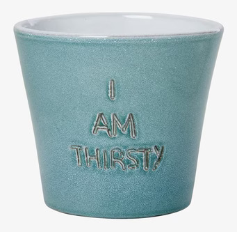 Blomkruka I Am Thirsty från Rice i blågrön keramik