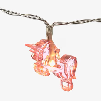 Enhörning LED Ljusslinga Rosa från Puckator i vit miljö