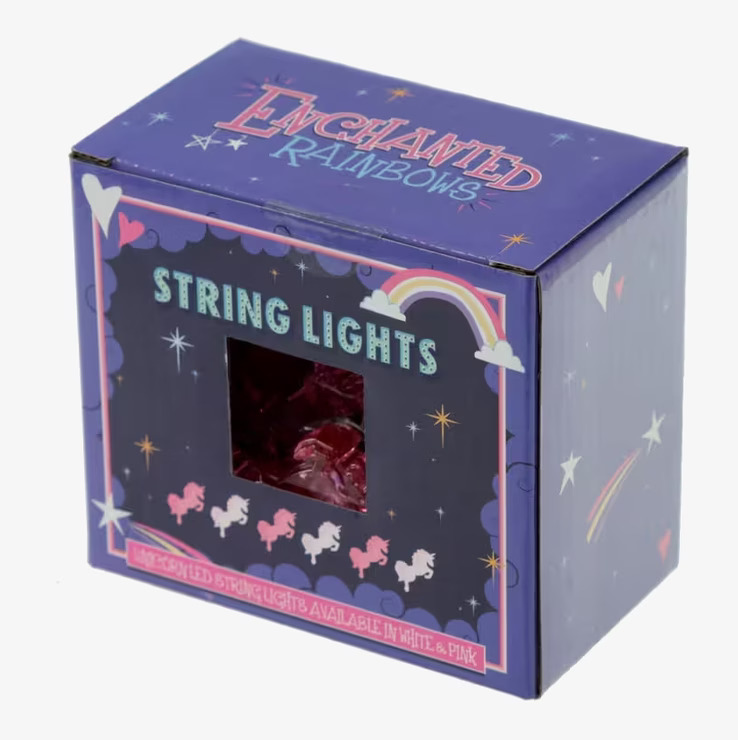 Enhörning LED Ljusslinga Rosa från Puckator i förpackning