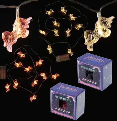 Enhörning LED Ljusslinga Rosa från Puckator i rosa sken