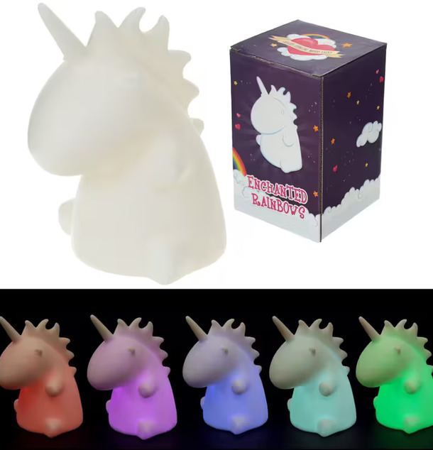 Nattlampa Enhörning från Puckator i flerfärgat ljus