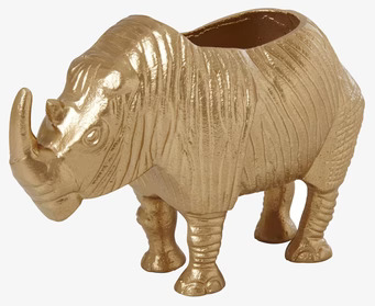 Kruka Noshörning Guld från Rice i glänsande metallic-finish
