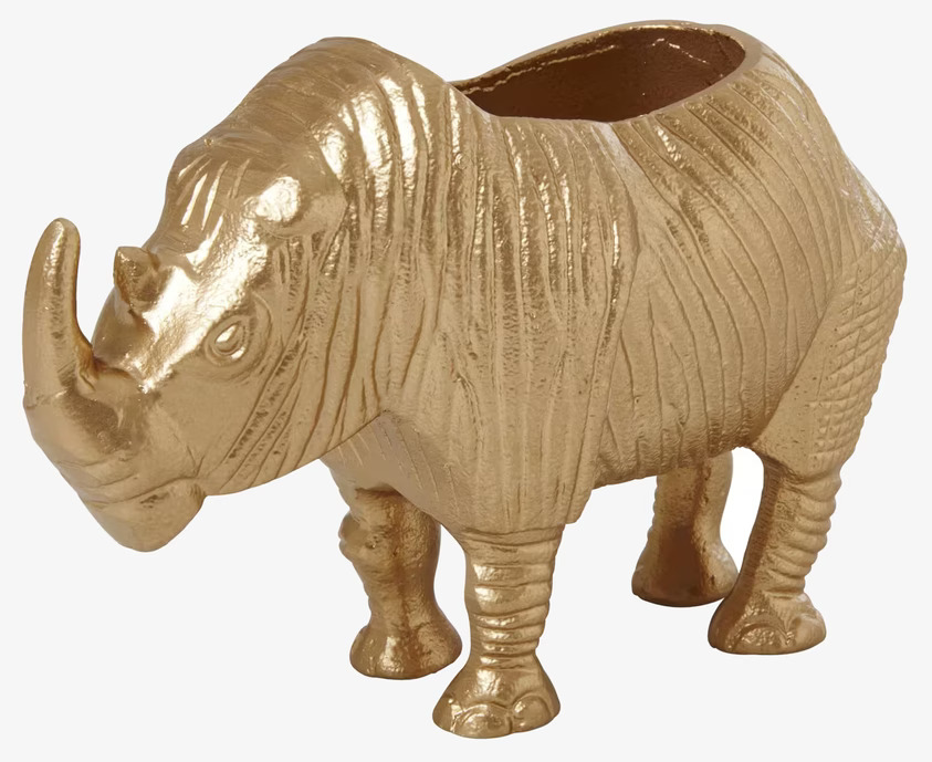 Kruka Noshörning Guld från Rice i glänsande metallic-finish