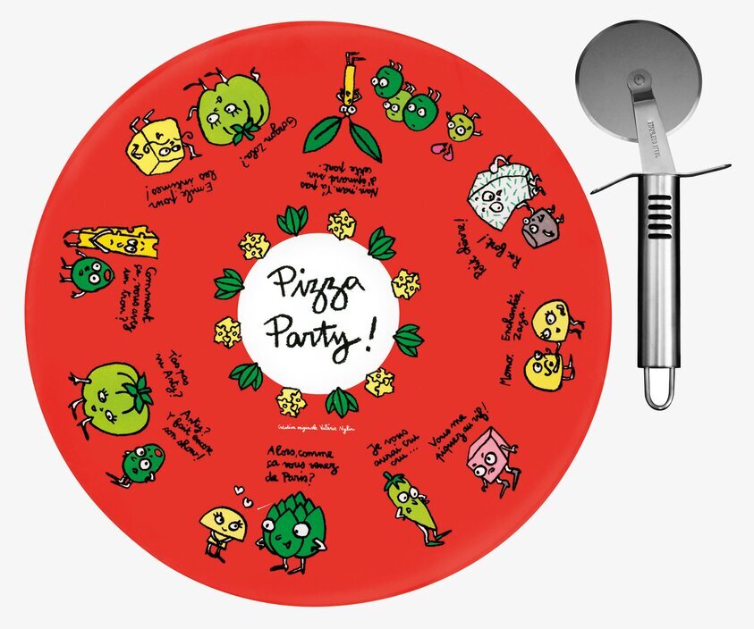 Pizza Party tallrik och pizzaskärare från Derriére la porte