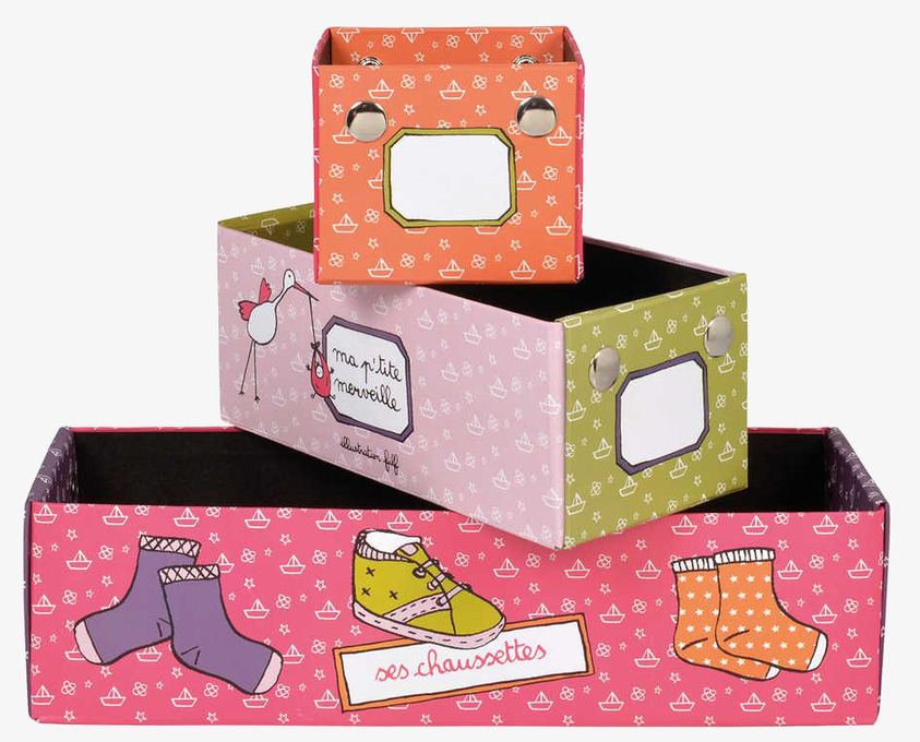 Box Babyprylar Rosa från Derriére la porte, tre boxar