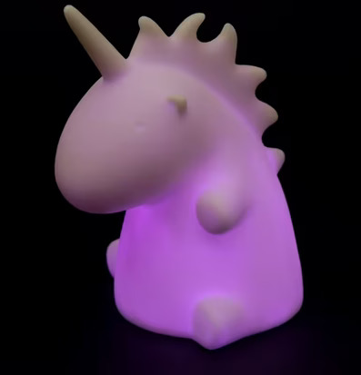 Nattlampa Enhörning från Puckator lyser i mörkt rum