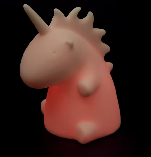 Nattlampa Enhörning från Puckator i rosa och vitt sken