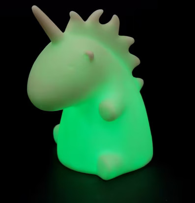 Nattlampa Enhörning från Puckator med mjukt grönt sken