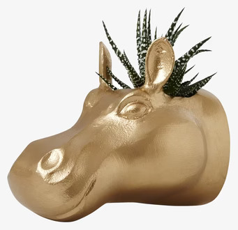 Hängande Kruka Flodhäst från Rice i gyllene metallfinish