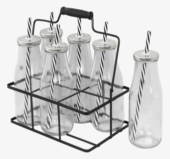 Ställning inkl 6 flaskor från Strömshaga i svart metall