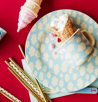 Desserttallrik Cloud Print från Rice med festartiklar