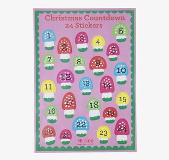 Stickers Jul Rosa från Rice, 24 färgglada julklistermärken