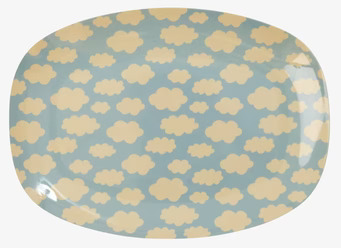 Liten Tallrik Cloud Print från Rice med molnmönster och glans