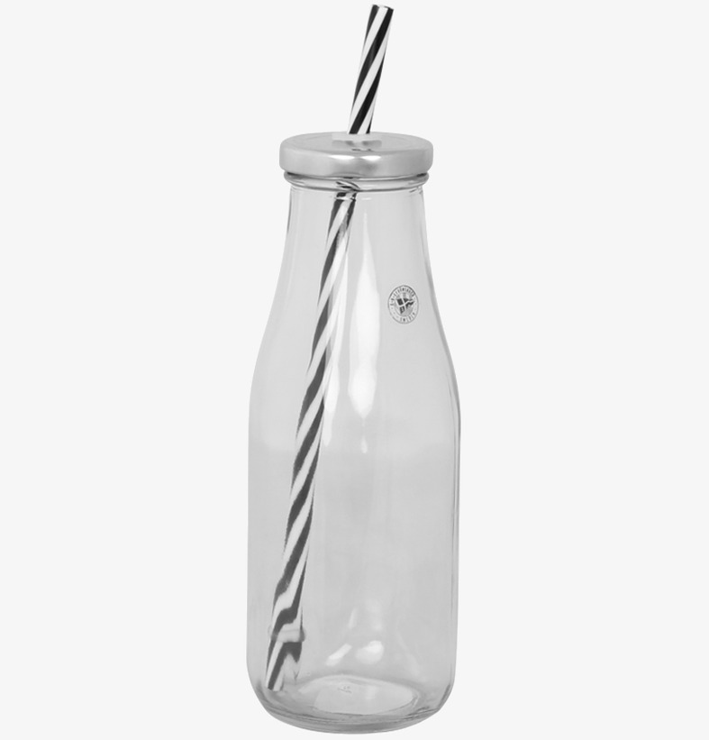 Glasflaska Med Sugrör från Strömshaga i stilren design