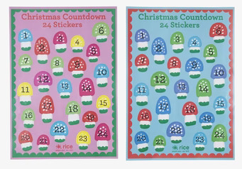 Stickers Jul Rosa från Rice: Julkalender med 24 stickers