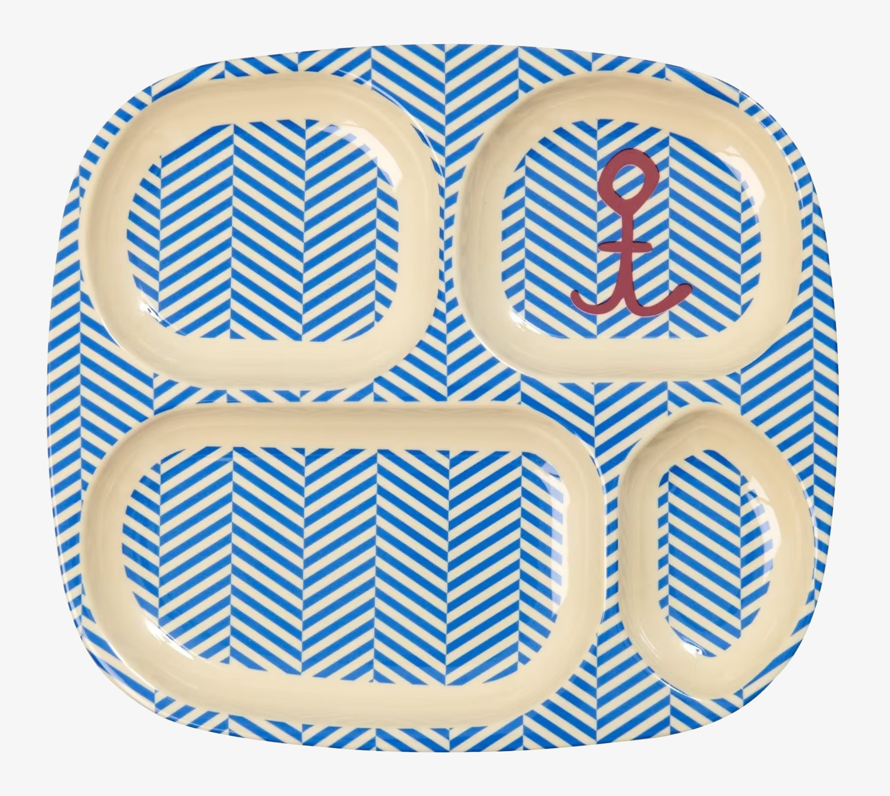 Barntallrik 4-Fack Sailor & Anchor Print från Rice