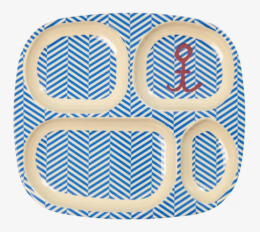 Barntallrik 4-Fack Sailor & Anchor Print från Rice