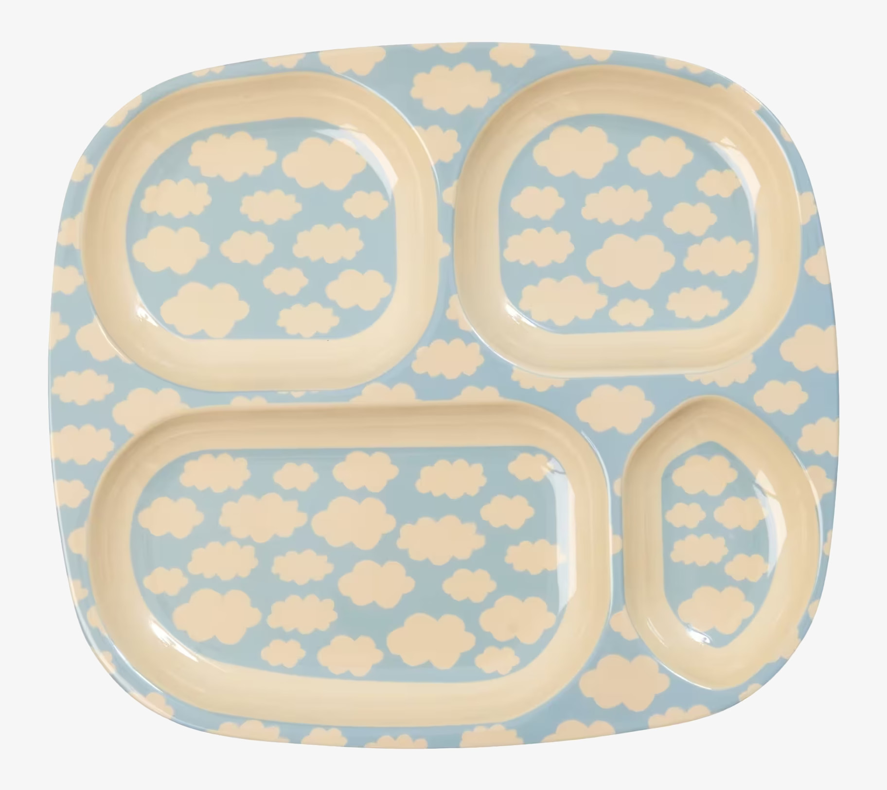 Barntallrik 4-Fack Cloud Print från Rice med molnmönster